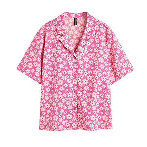 H&M pink floral cotton shirt, NWOT